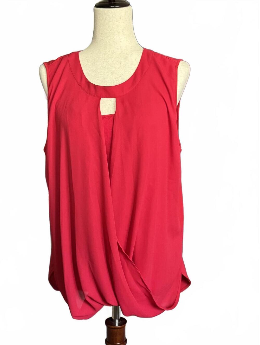 9 Hawthorn Sleeveless Red Blouse Front Drape Back Tie